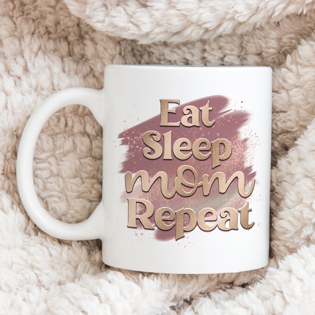 Mug Mangez Sleep Maman Répéter Mauve Aquarelle Typogra (Créateur téléchargé)
