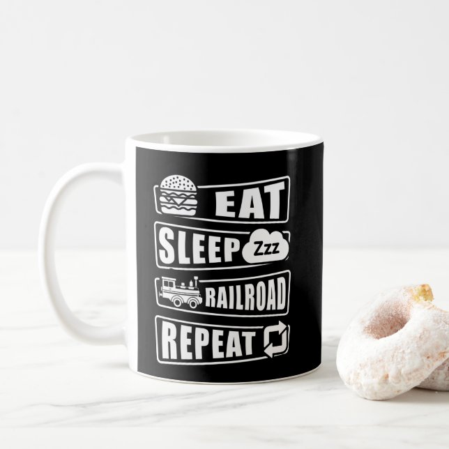 Mug Mangez Sleep Railroad Répétez Train à vapeur Café  (Avec donut)