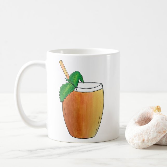 Mug Mango Lassi Rafraîchissant Yaourt indien Boire Fru (Avec donut)