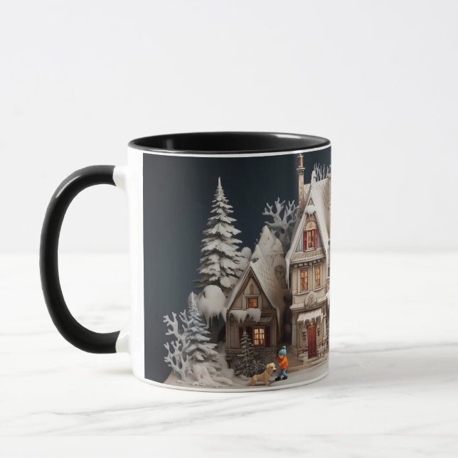 Mug Manoir du livre de Noël avec enfant et chien (Gauche)