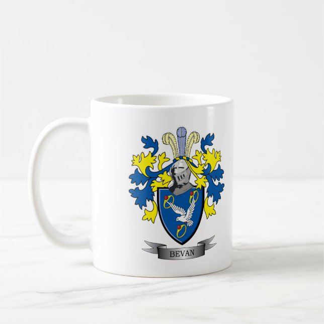 Mug Manteau de crête de famille de Bevan des bras (Gauche)
