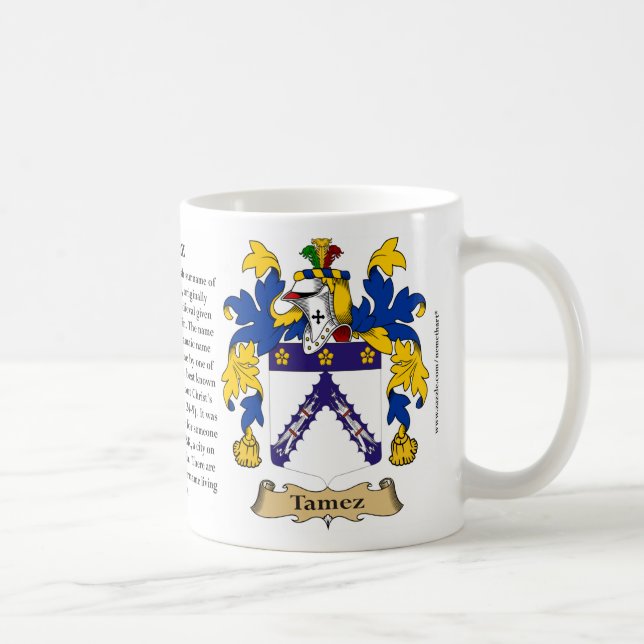 Mug Manteau de famille de Tamez des bras (Droite)