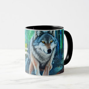 Mug Mantra de sommeil paisible avec loup gris dans la 