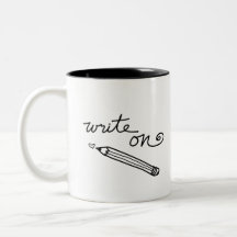 Mug manuscrit de l'écrivain - "Écrire sur"
