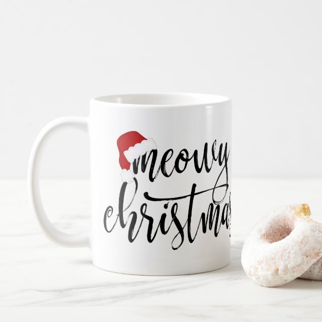 Mug Manuscrit manuscrit de Noël de Meowy (avec la (Avec donut)