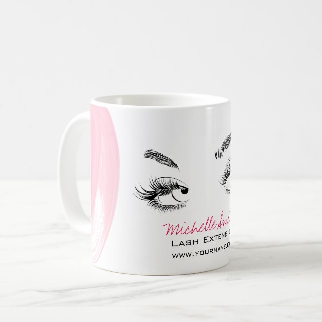 Mug Maquillage Artiste Lashes Brosse Aquarelle rose (Devant gauche)