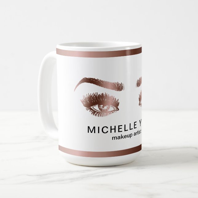 Mug Maquillage Artiste Lashes Rose Gold Eyes Brows (Devant gauche)
