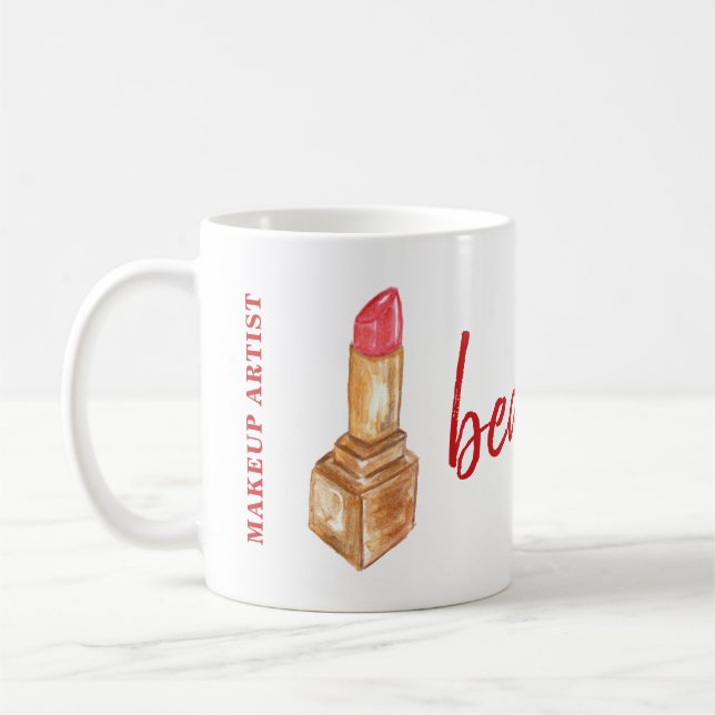 Mug Maquillage artiste nom rouge à lèvres et couleurs  (Gauche)