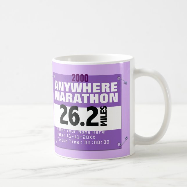 Mug Marathon personnalisé de pourpre n'importe où, (Droite)