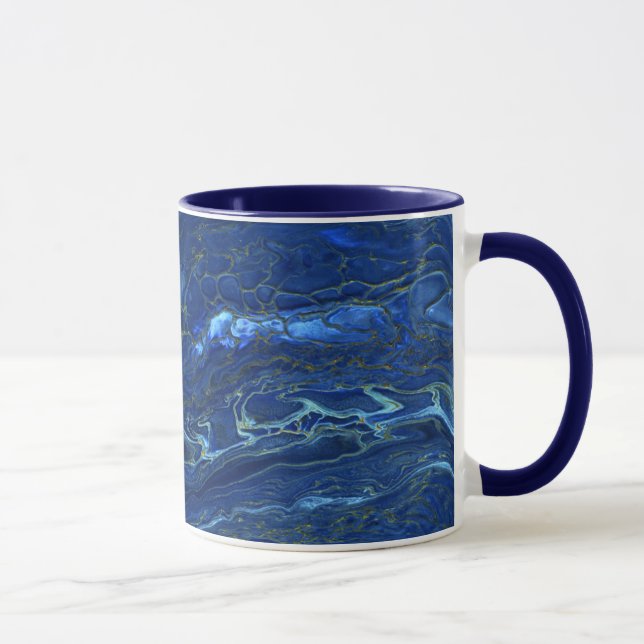 Mug Marbre acrylique bleu marine et marbre d'or Faux (Droite)