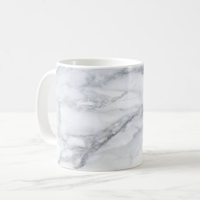 Mug Marbre blanc Carrara Calacatta Texture (Devant gauche)