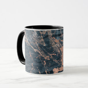 Mug Marbre Bleu Rustique Brumeux & Or Rose Glam