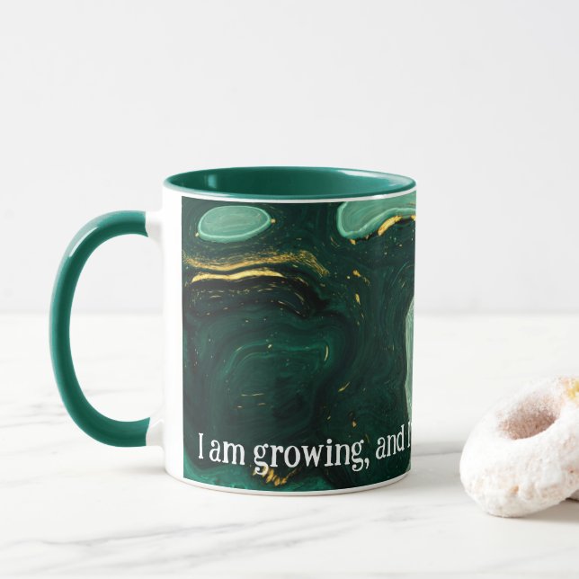 Mug Marbre d'Affirmation Positive Vert/Or (Avec donut)