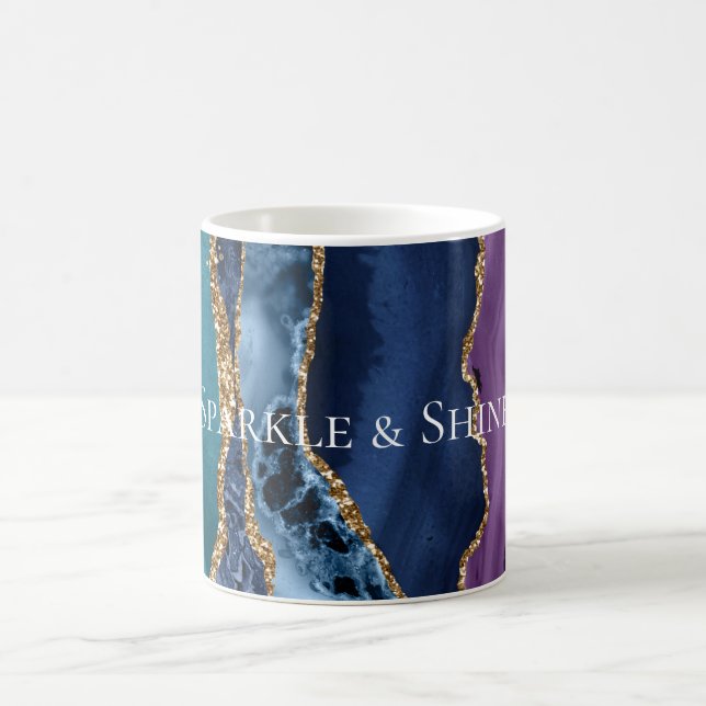 Mug Marbre de Parties scintillant bleu bleu turquoise (Centre)