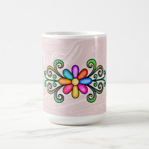 Mug Marbre et Doodles roses Faux