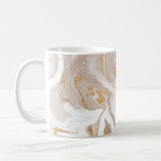 Mug Marbre liquide beige avec or brillant