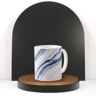 Mug Marbre minimaliste blanc et bleu moderne