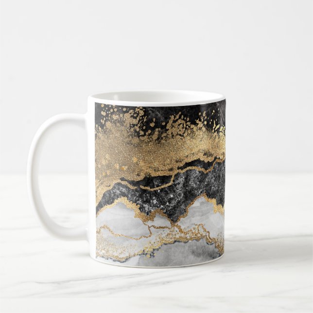 Mug Marbre noir avec or assez (Gauche)