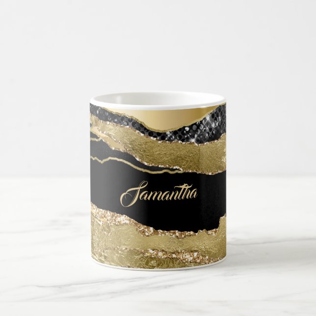 Mug Marbre noir or agate parties scintillant nom tufte (Centre)