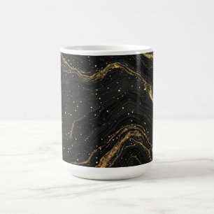 Mug Marbre Noir Veines D'Or Luxe Abstrait