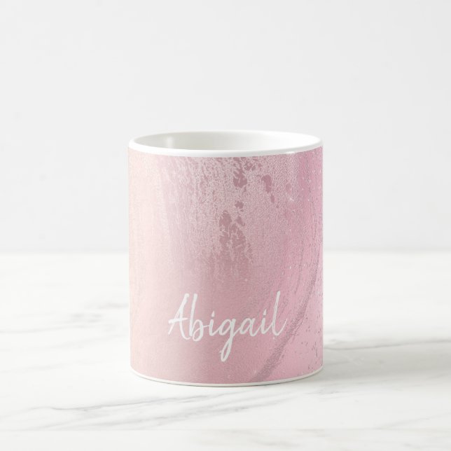 Mug Marbre pailleté or rose ombré chic moderne élégant (Centre)