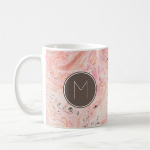 Mug Marbre Rose Élégant Monogramme