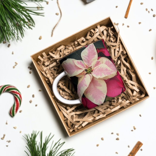 Mug Marbre rose et crème Poinsettia vacances (In Situ Holidays)