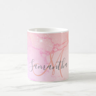 Mug Marbre rose moderne et Parties scintillant étincel