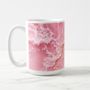 Mug Marbre Rose Océan Luxueux avec Veines Dorées