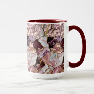 Mug Marbre Rose Veine Dorée Tasse de Café Luxe