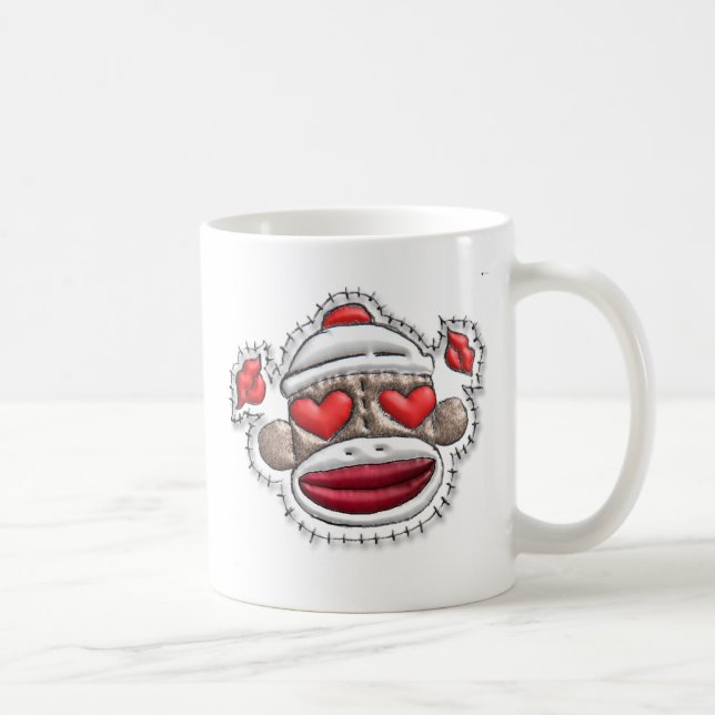 Mug Marchandises de Valentine de singe de chaussette (Droite)