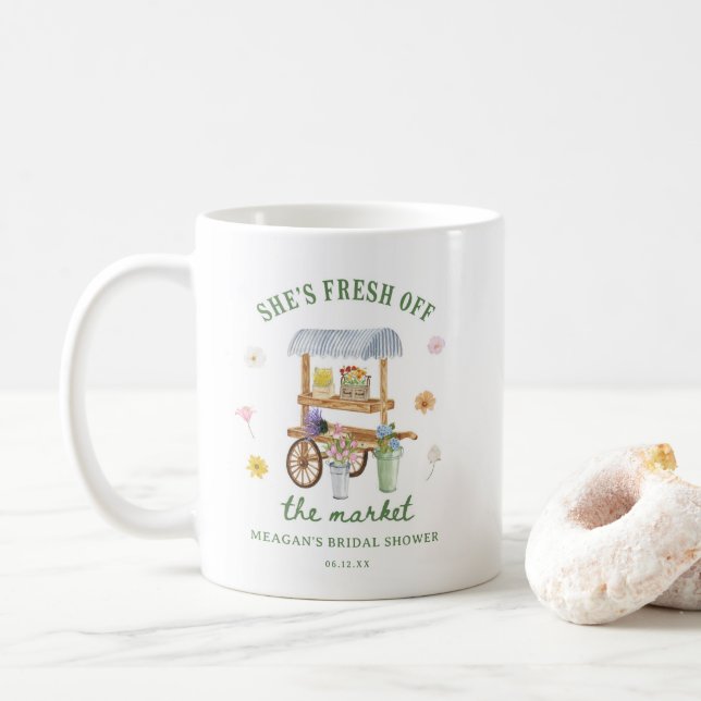 Mug Marché aux fleurs Frais du marché Enterrement de v (Avec donut)