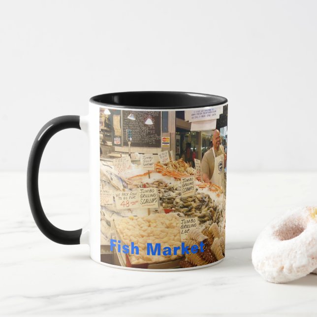 Mug Marché aux poissons Seattle Washington (Avec donut)