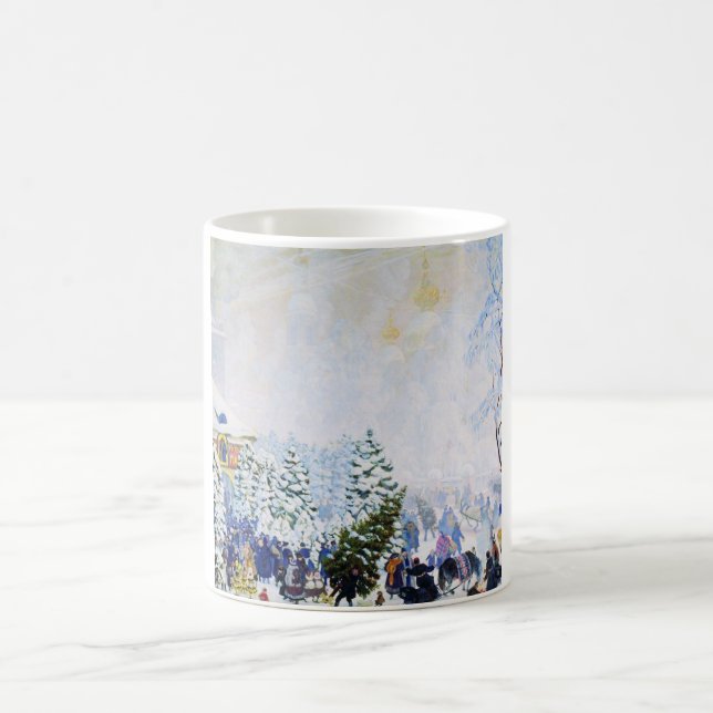 Mug Marché des Arbres de Noël en Russie (Boris Kustodi (Centre)