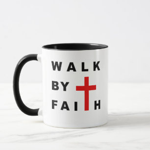 Mug Marche par la foi Croix chrétienne Bible Cote