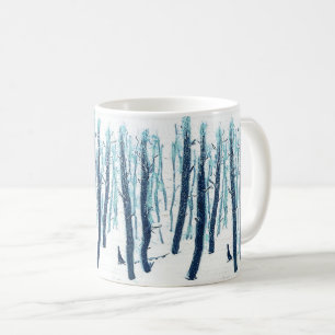 Mug Marcher À Travers La Forêt De Neige