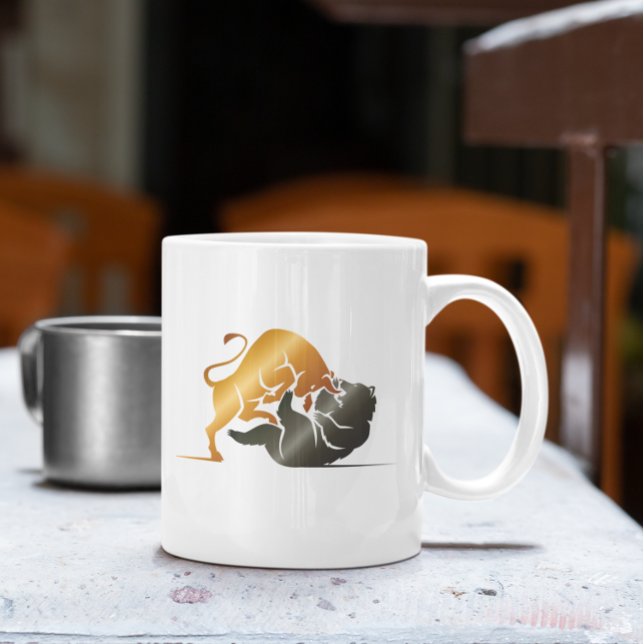 Mug Marchés Stocks Bull et Ours sur mesure (Bull and Bear Stock Market Trading Custom Coffee Mug)