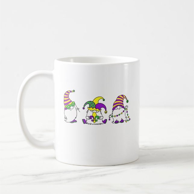 Mug Mardi Gras Gnome Trio Cute Carnival (Gauche)