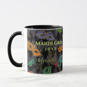 Mug Mardi Gras Mascarade Mascades Masque Arlequin Noir