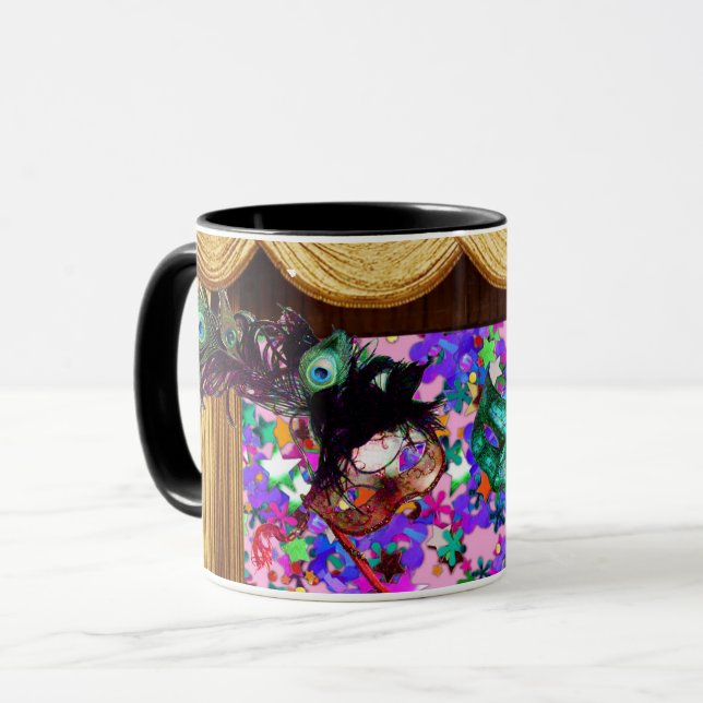 Mug MARDI GRAS MASQUERADE MASQUES MASQUES Confetti col (Devant gauche)