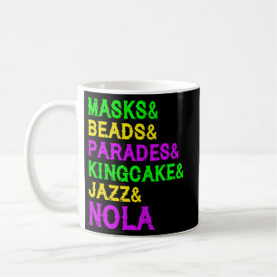 Mug Mardi Gras Masques Perles Parade de Jazz King Cake