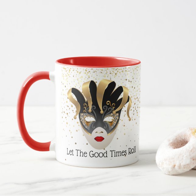 Mug Mardi Gras Mug-Let The Good Times Roll (Avec donut)