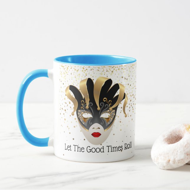 Mug Mardi Gras Mug-Let The Good Times Roll (Avec donut)