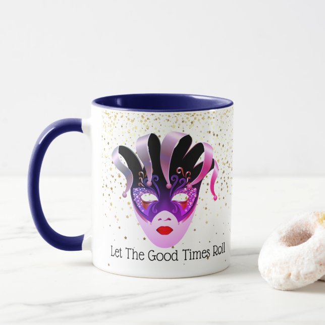Mug Mardi Gras Mug-Let The Good Times Roll (Avec donut)