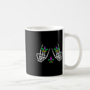 Mug Mardi Gras Skeleton Rocker Hands Rock Music Men Bo
