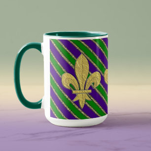 Mug Mardi Gras Stripes & Fleur de Lys