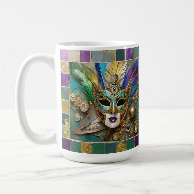 Mug Mardi Gras Troisième Oeil Gold Céramique Masque (Gauche)