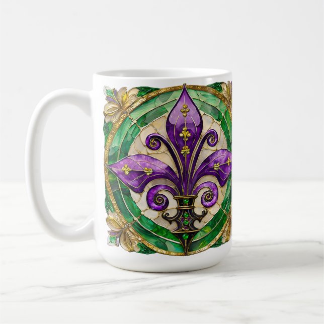 Mug Mardi Gras Vitrail Fleur de lis (Gauche)