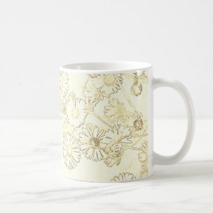 Mug Marguerite en pâte de café crème et blanche
