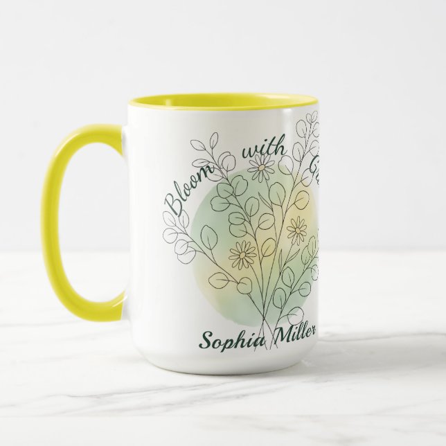 Mug Marguerite Fleur de Naissance d'Avril Personnalisé (Gauche)